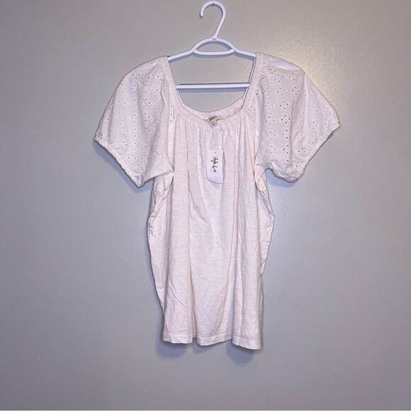 NWT Style & Co 2 Pack White & Sage Green Off Shoulder Short Sleeve Modest 0X - Picture 7 of 11